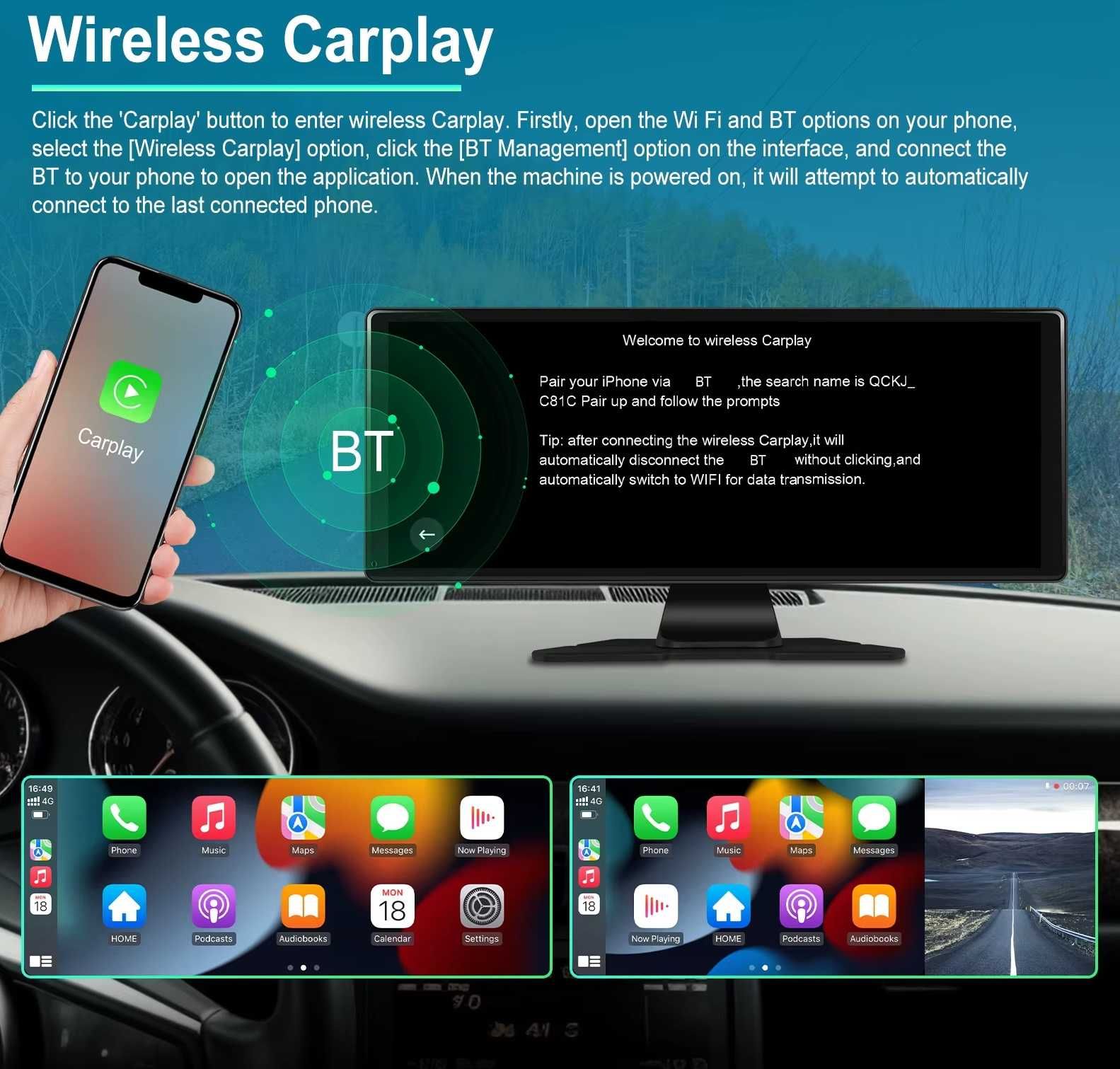 Монитор за кола автомобил CarPlay Android auto Навигация мултимедия