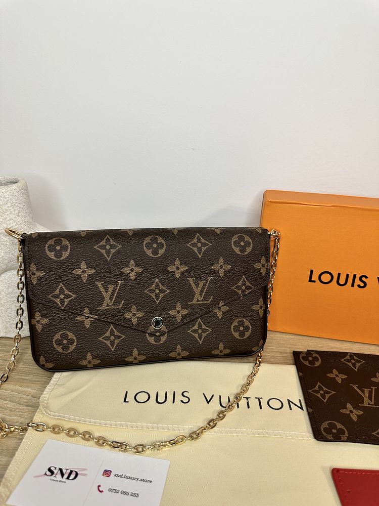 Geanta Louis Vuitton model FELICIE piele canvas 100% cutie cadou