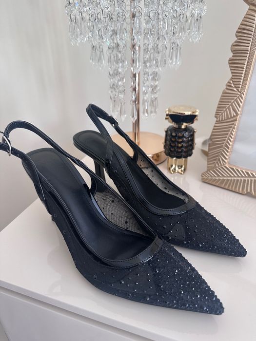 Обувки на ток с камъни 39н