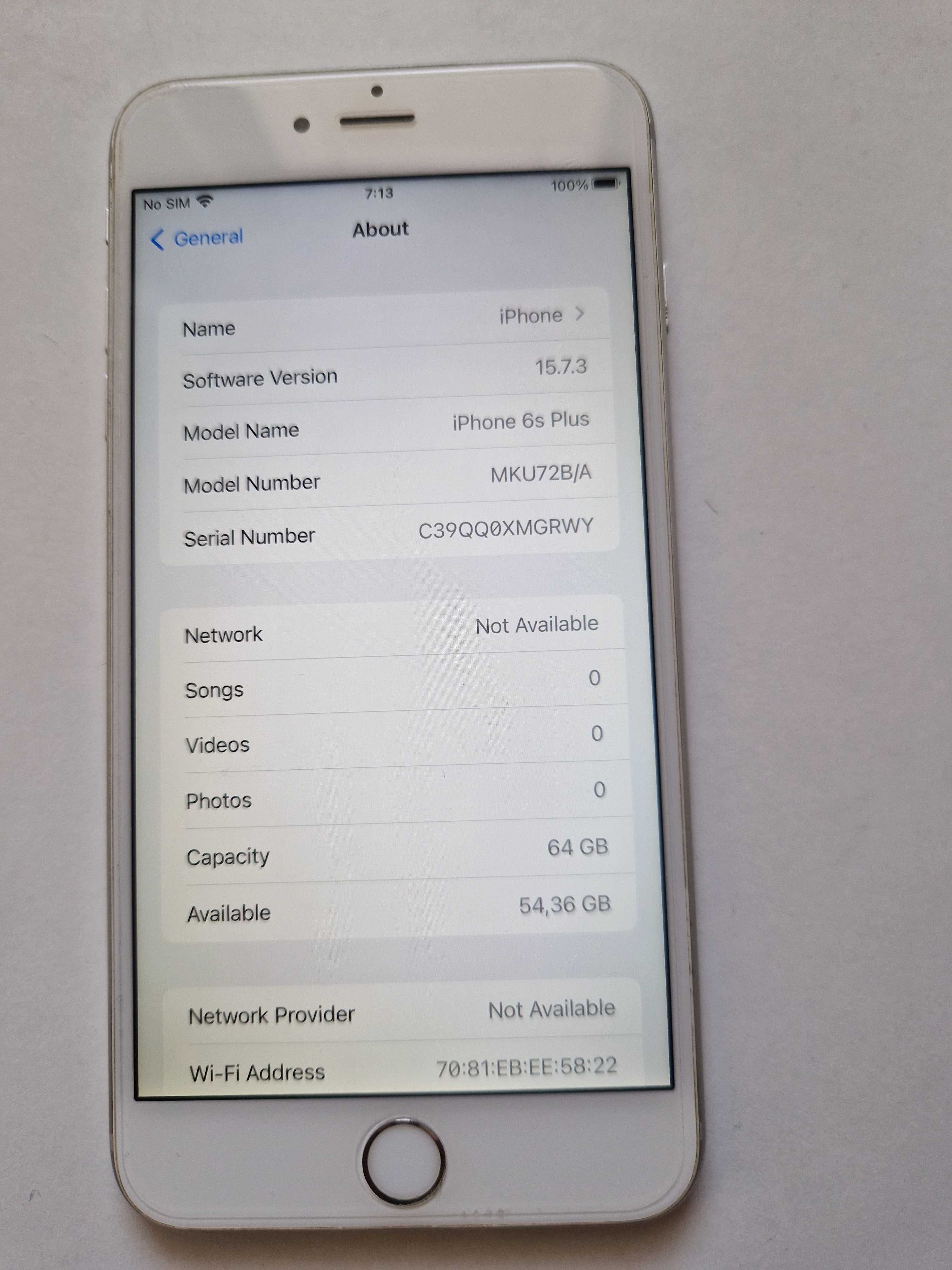 Iphone 6S plus silver 64GB
