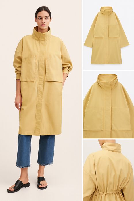 ZARA Oversize тренч в пясъчно жълто / размер M-L