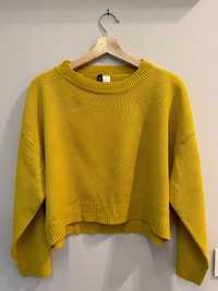 Дамски фин пуловер цвят горчица - размер М