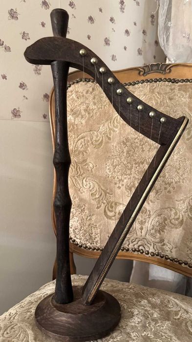 Винтидж дървена арфа, 43см