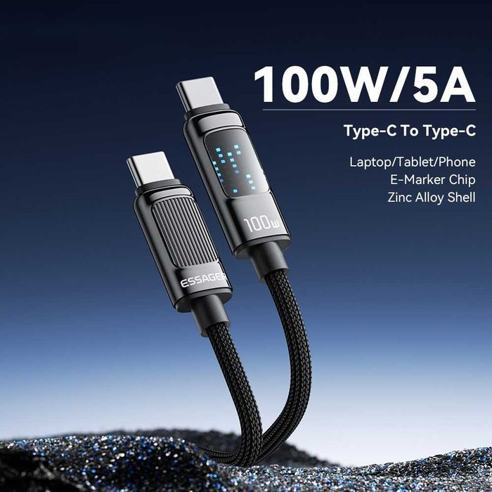 Cablu 2M USB-C la USB-C, iPhone 17 16 15 OnePlus Samsung Google Pixel