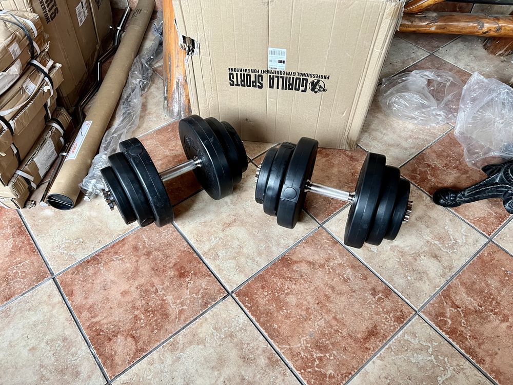 Ganteră Gorilla Sports Ganteră reglabilă vinil 2x15kg 30 kg noi