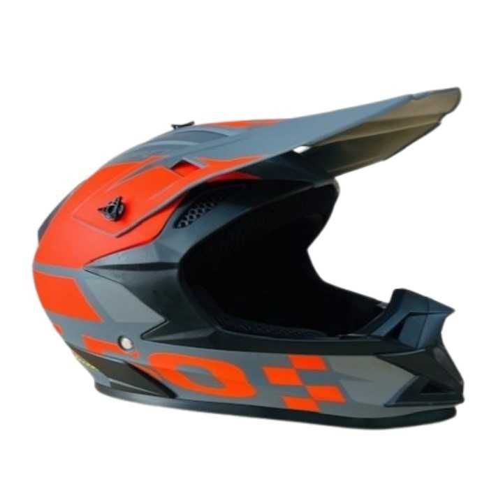 Кросова каска, Мото, Атв, Вело и др, S - M, Сиво с оранжево