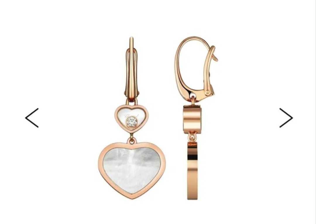 Chopard Серьги Happy Hearts   18 k розовое золото ,бриллианты 0.10 k