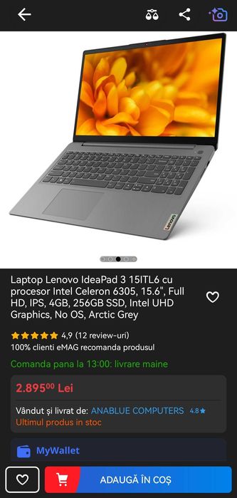 Vand laptopuri noi , in cutie