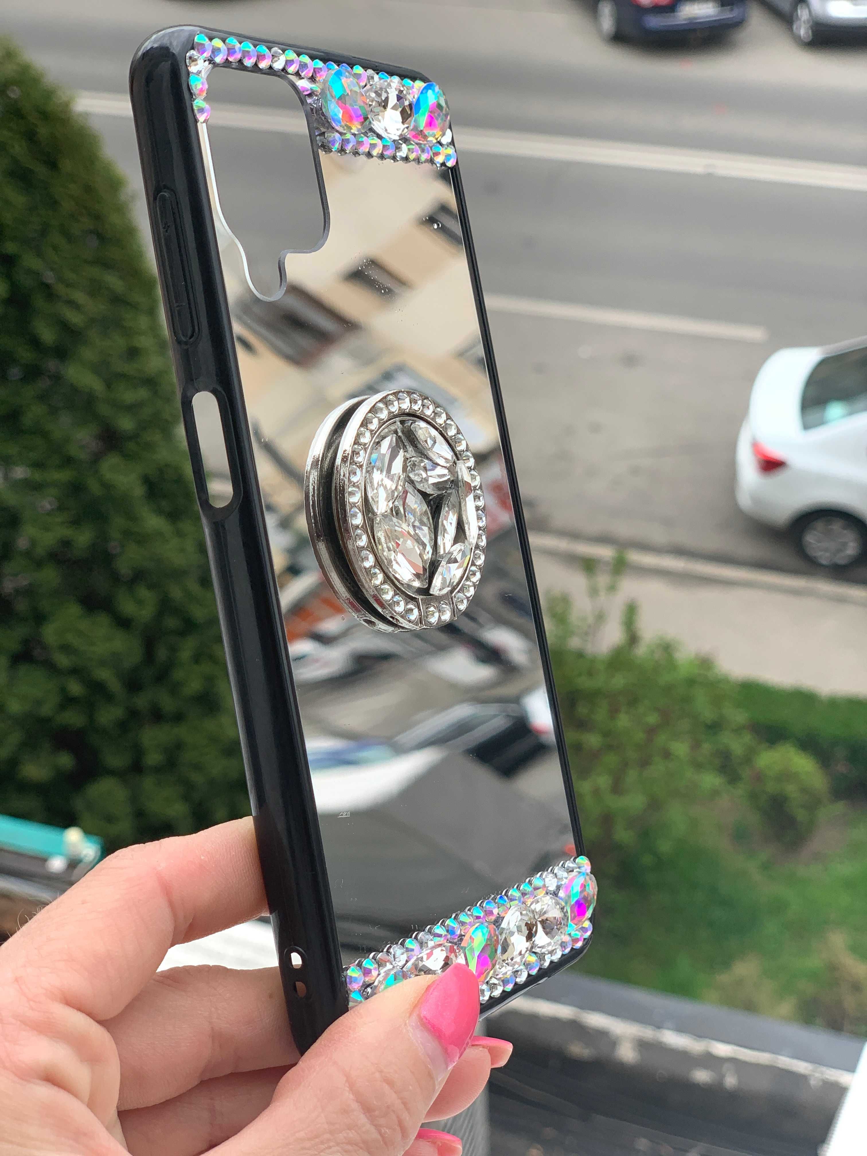 Husa oglinda cu inel si pietricele pt Samsung Galaxy A02s, A12, A22 5G