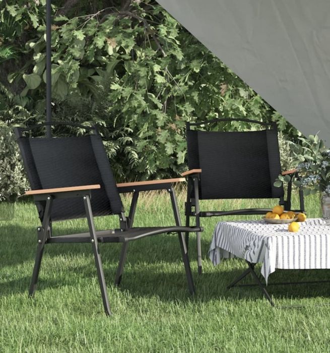 Къмпинг стол/Сгъваем от плат ЧЕРЕН