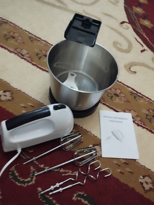 Мини миксер электрический, кухонный с насадками, 7 скоростей