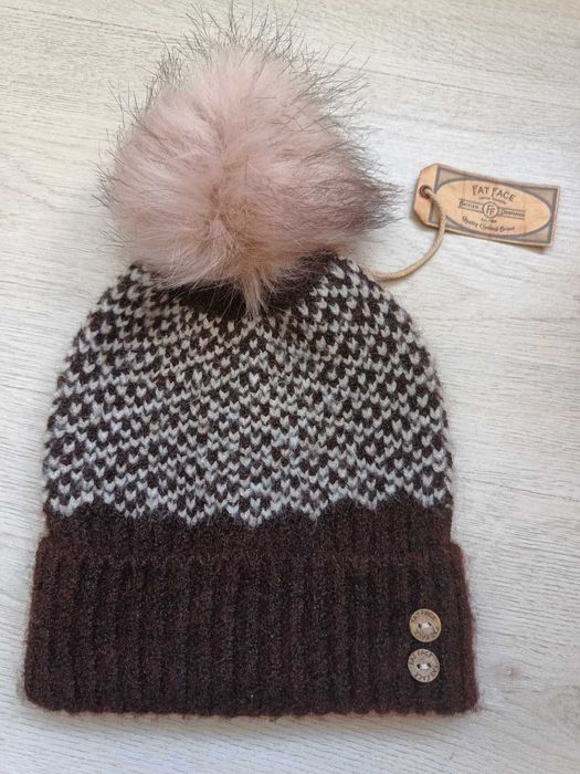 Fes Caciula Fat Face soft knit beanie with Pompom one size Faux Fur