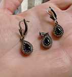 Set vintage din argint 925 cu piatra albastra