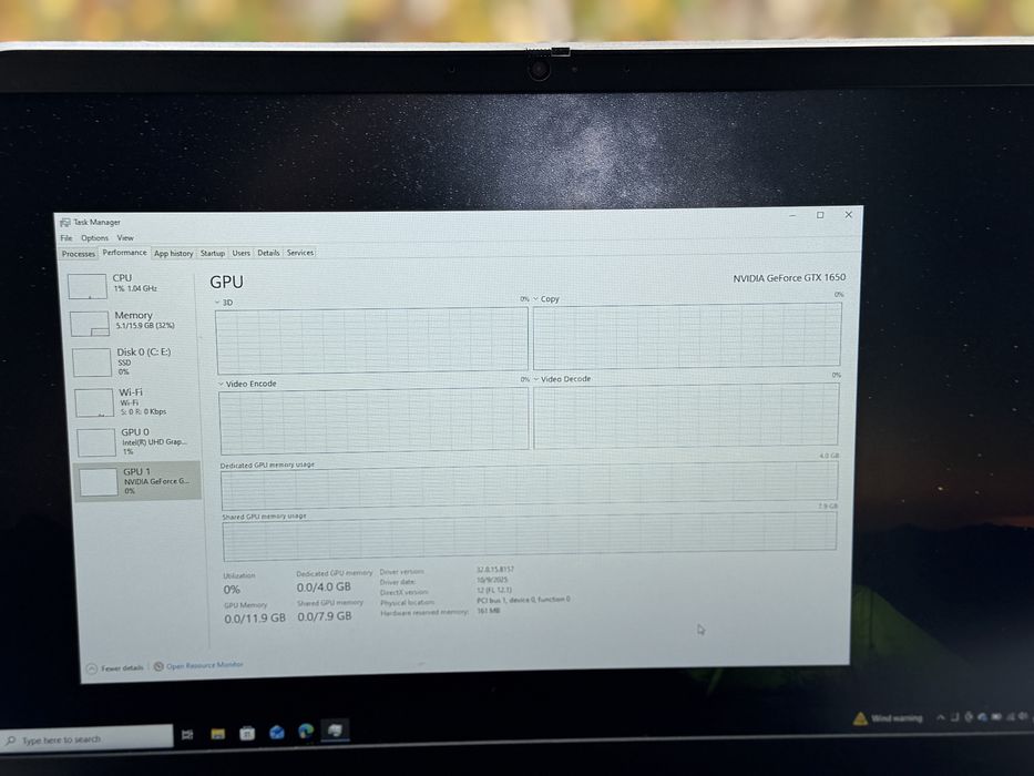 Laptop Lenovo IdeaPad3 - I5, 16 ram, gtx 1650 4gb