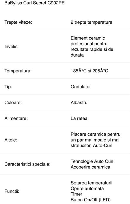 Vand ondulator BaByliss Curl Secret albastru