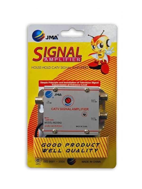 Aнтенен усилвател, за кабелна телевизия, 220V, 1 вход, 2 изхода JMA