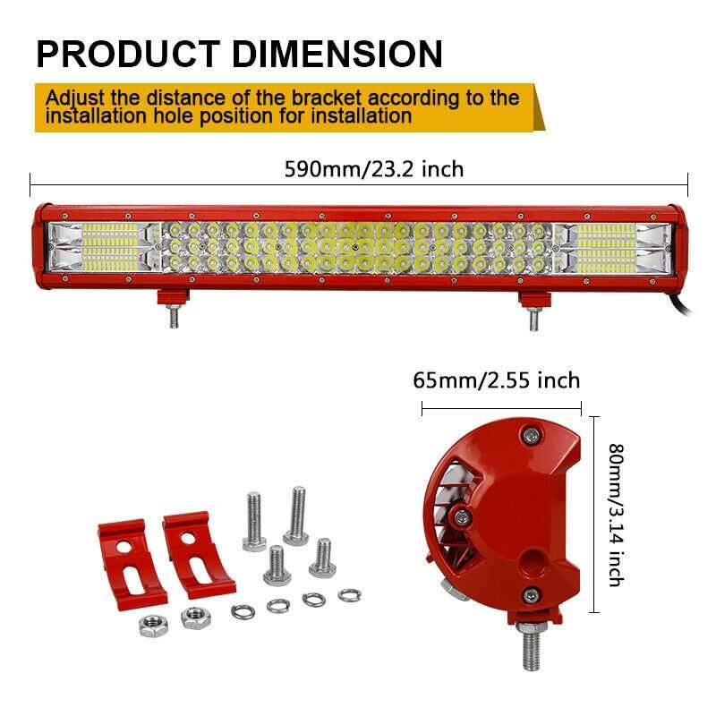 Led bar red case, spot si flood, dimensiuni 38-60 cm