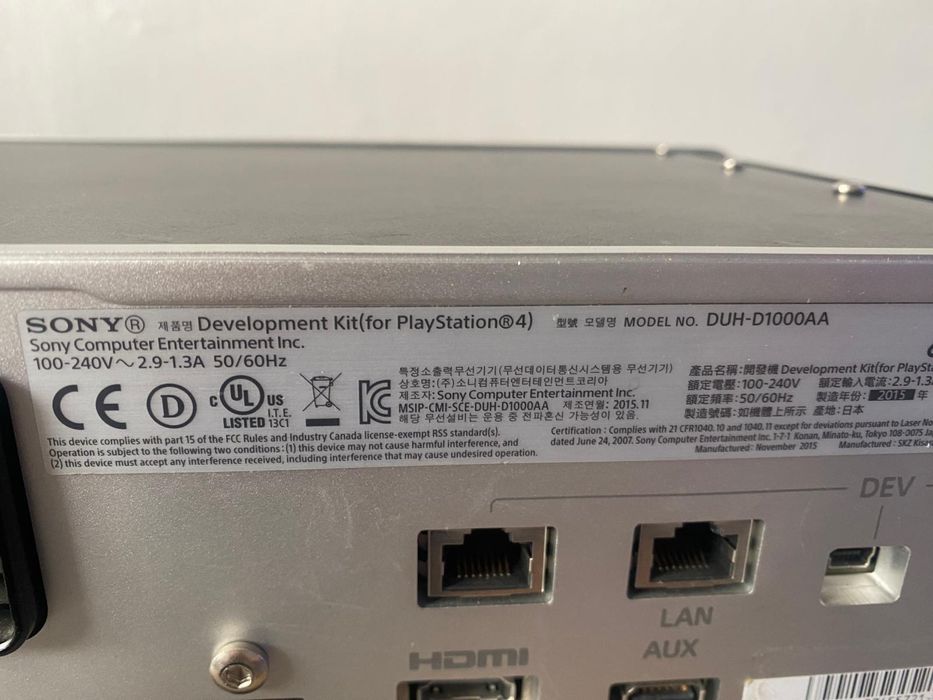 Sony Playstation 4 PS4 Development Dev Kit