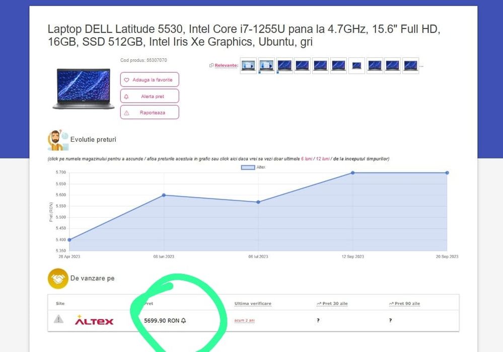Laptop DELL Latitude 5530 cu procesor Intel® Core™ i7-1255U