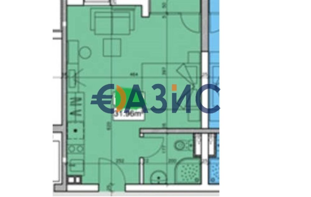 Студия в комплексе Каса дел Сол-42,43 кв. м., 56000 евро ,Солнечный