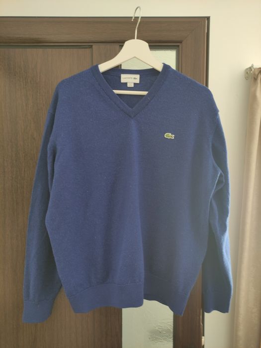 Син пуловер Lacoste, вълна, акрил