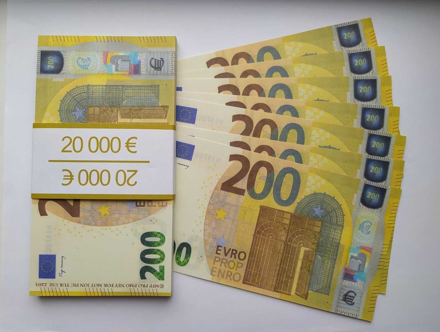 NEW!!! Сувенирни реквизитни пари 50, 100, 200 Евро Двустранни банкноти