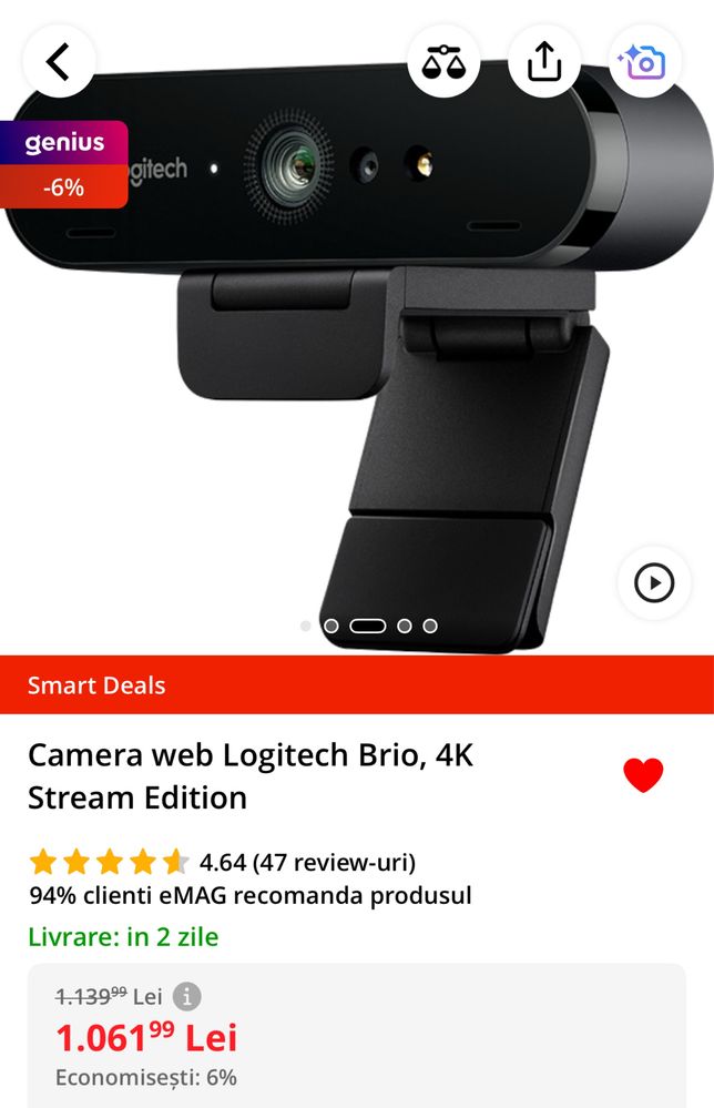 Camera Logitech brio 4k