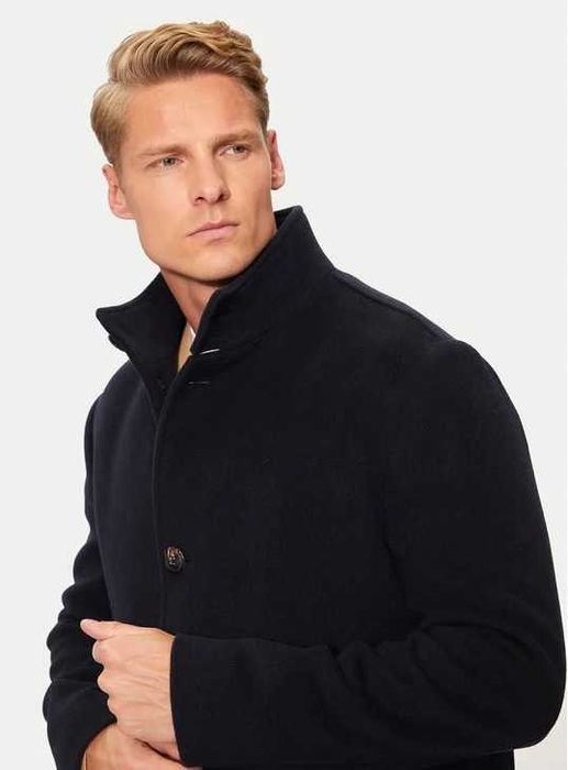 Palton slim 52 XL premium Paul R Smith lana moale de Alpaca gri inchis