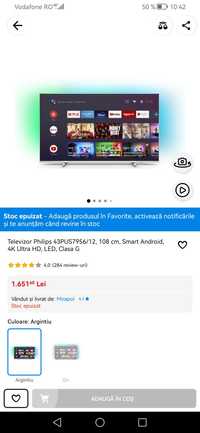Televizor Philips 43PUS7956/12, 108 cm, Smart Android, 4K Ultra HD, LE