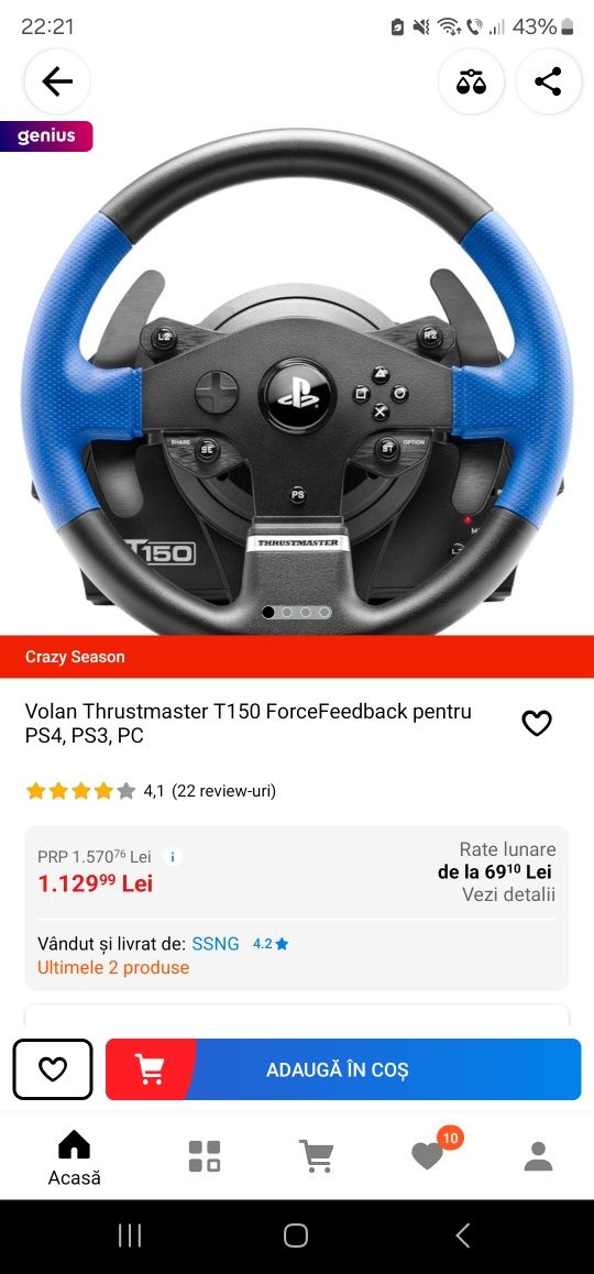 Volan Thrustmaster T150 ForceFeedback PS4, PS3, PC