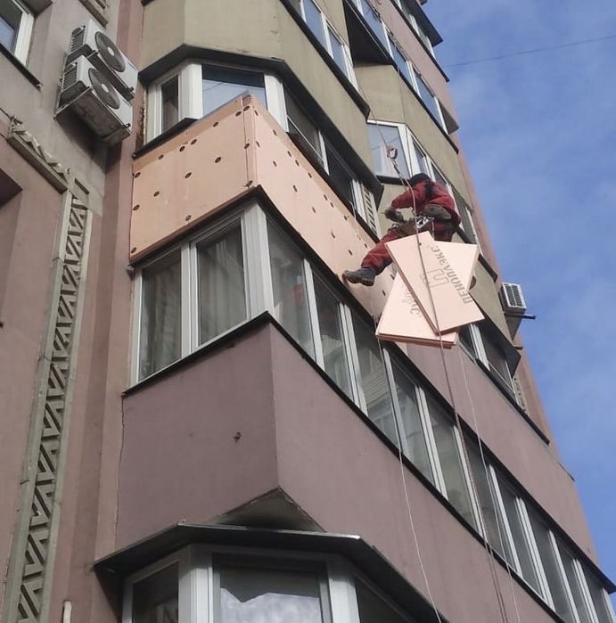 Фасадные работы. Утепление стен. Промышленный альпинизм.