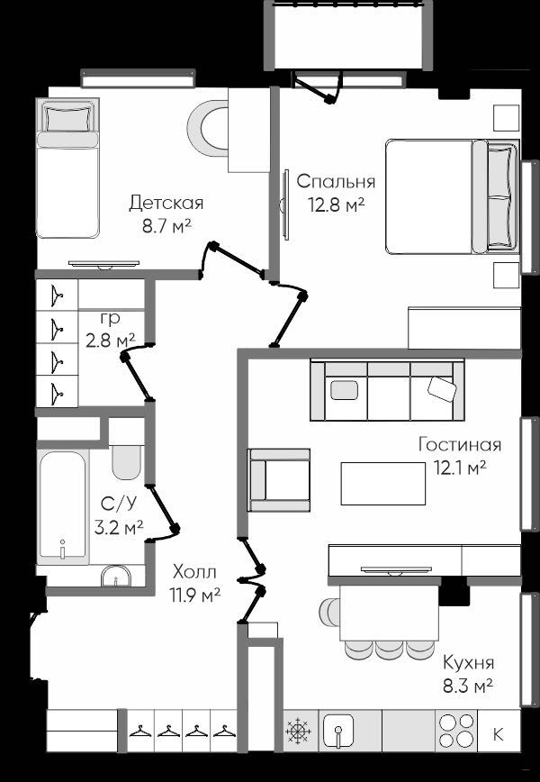 3 комнатная квартира Бектемир Куйлюк СКИДКА 154365