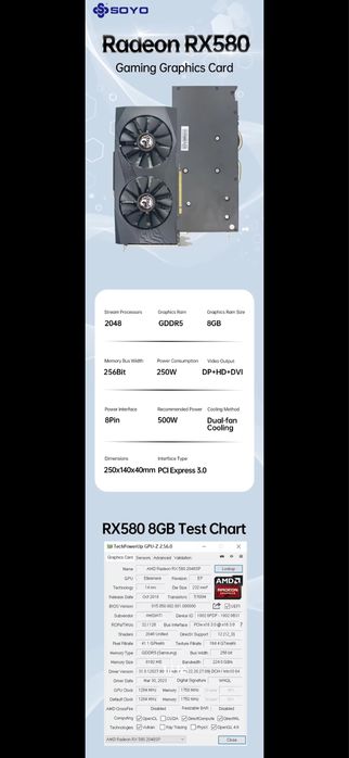Placa video Rx580 8gb Editie Soyo Dragon