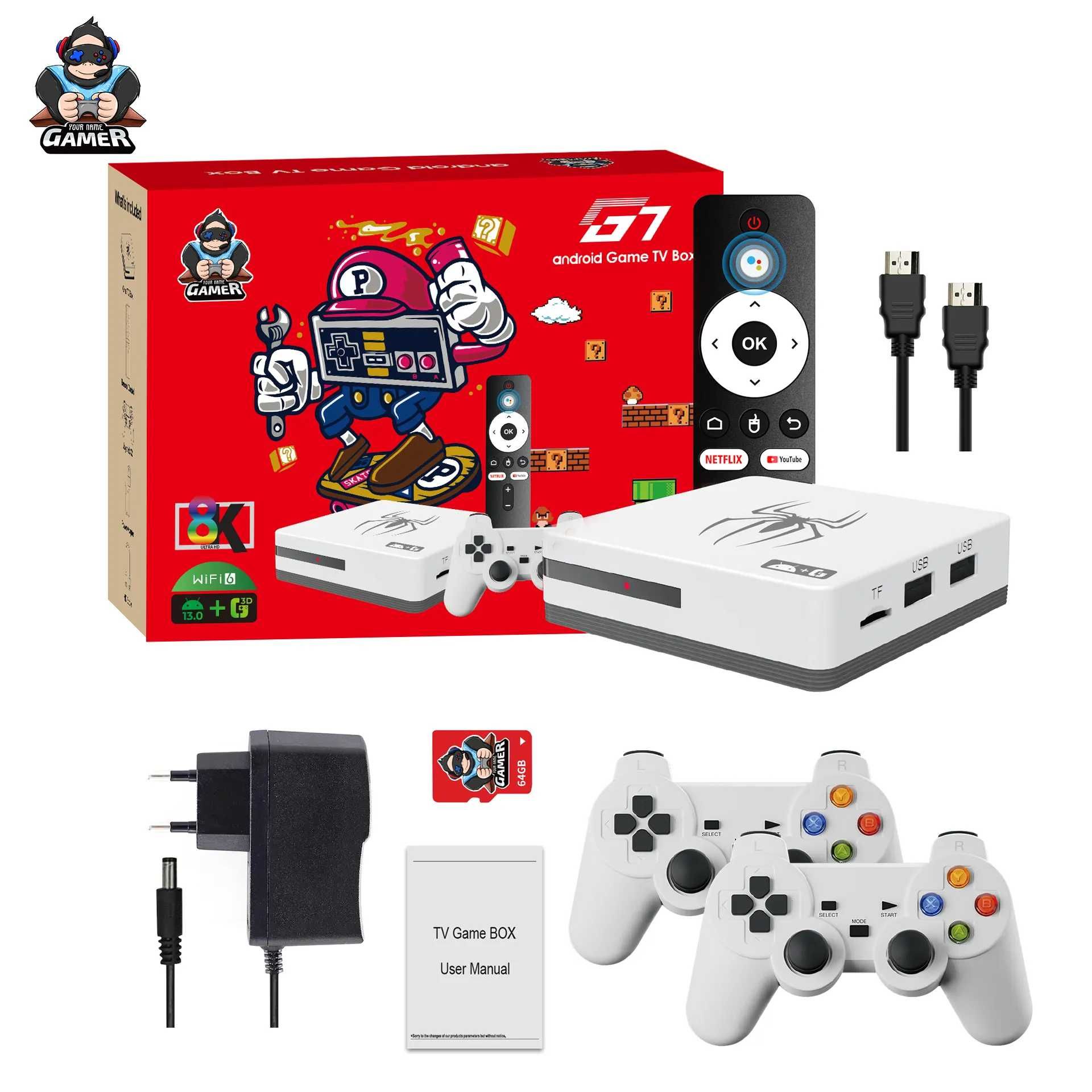 *Нова G7 Android 14 128GB 4GB 40,000 игри 15000 канала фил tv Game box