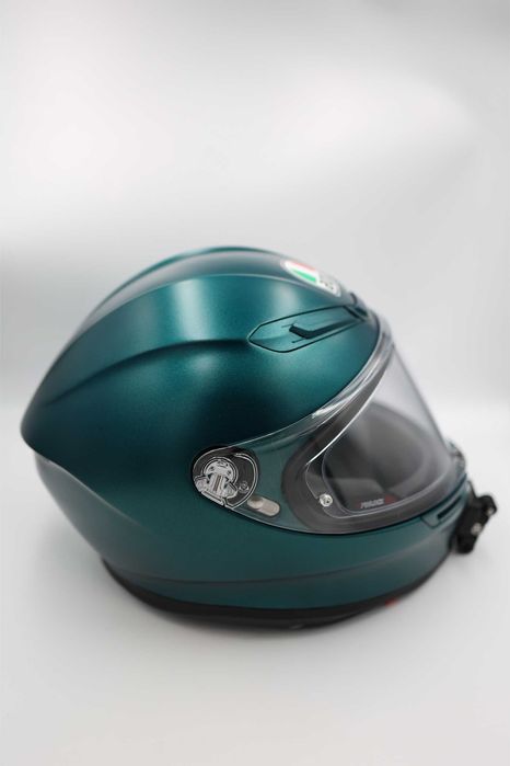 Casca moto AGV K6 verde petrol + vizieră aurie iridium – mărime S