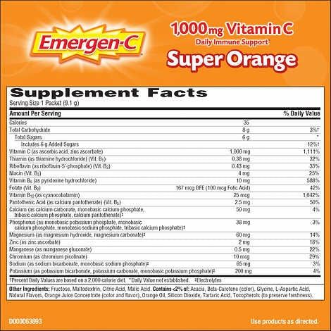 Emergen Витамин C 1000мг Смесь-шипучка со вкусом апельсина 30пакетиков