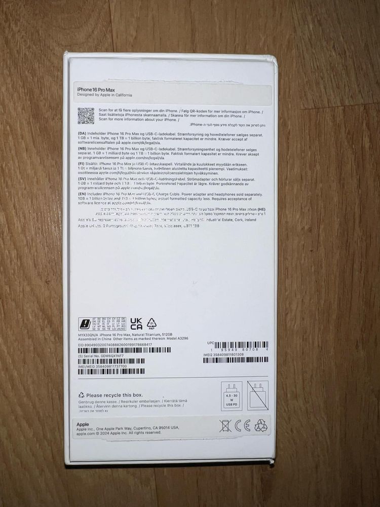 Iphone 16 pro max 512 gb Natural Titanium