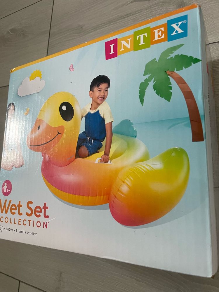 Saltea piscina, Intex, Model rata, PVC, 147 x 147 x 81 cm, Multicolor