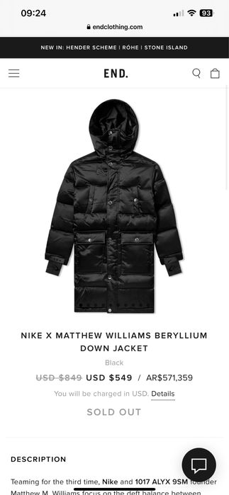 Geaca Nike cu puf Matthew Williams
