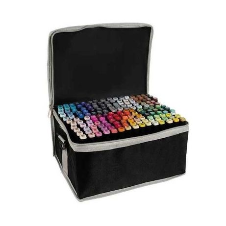 Set 168 markere colorate, varfuri 2 grosimi geanta carioci culori