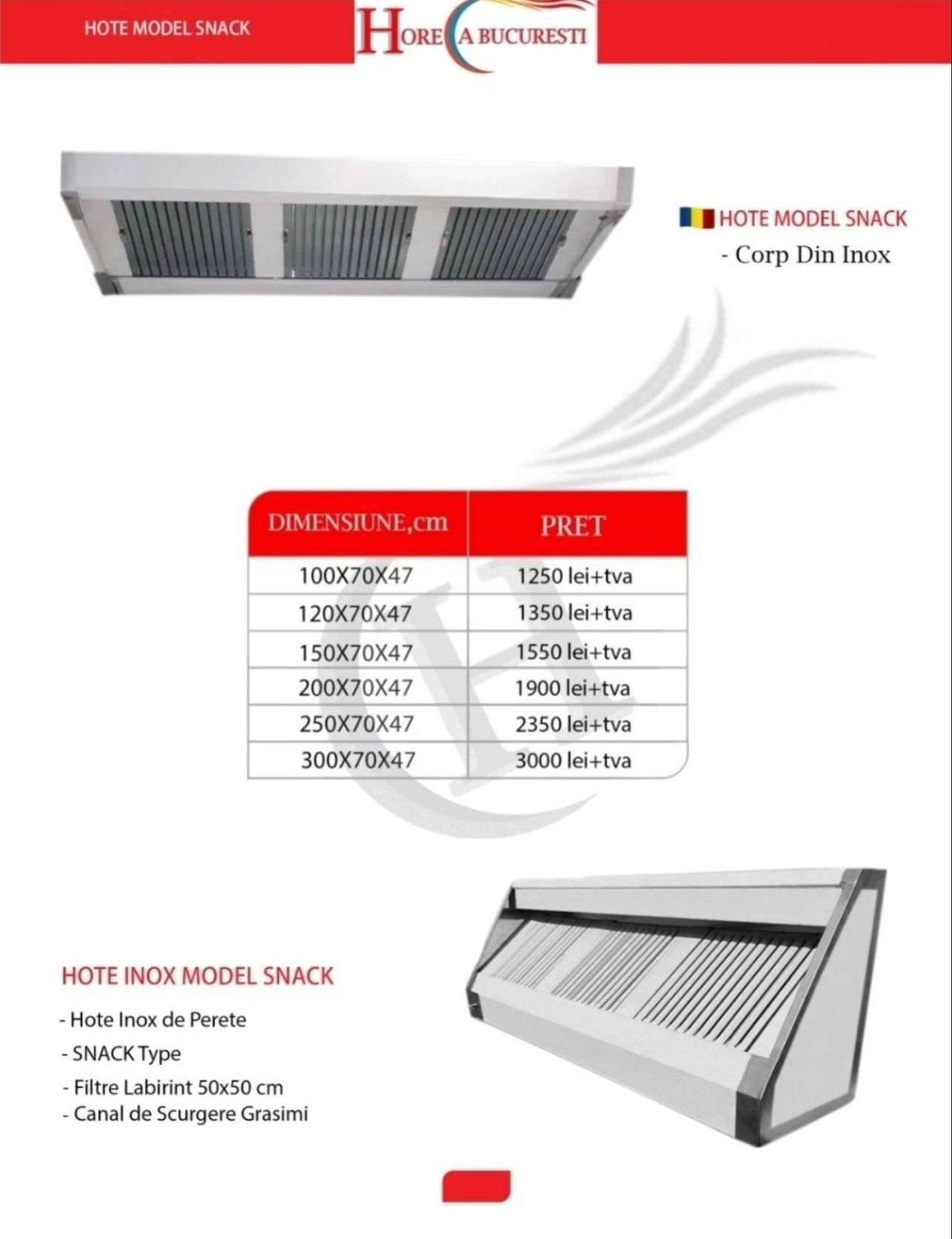 HOTA Inox Perete Centru/ FABRICA Horeca Bucuresti / HOTA Inox Cubica