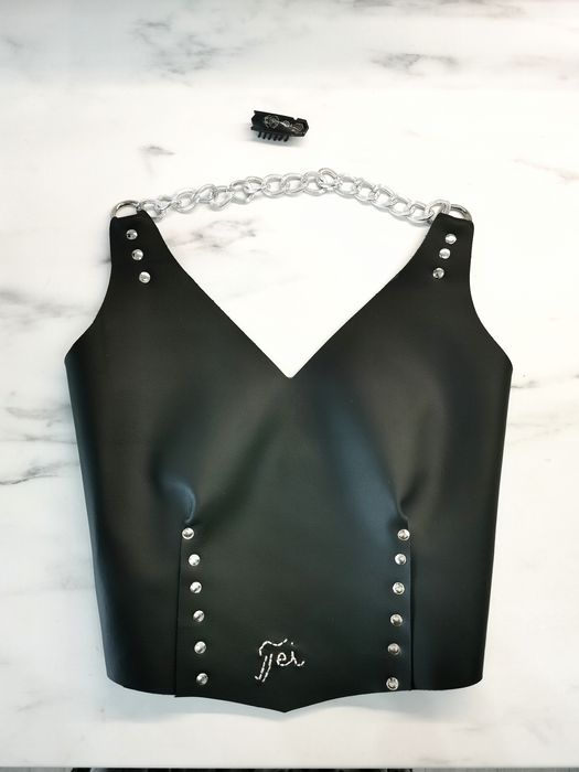 Crop top / corset handmade din piele naturala