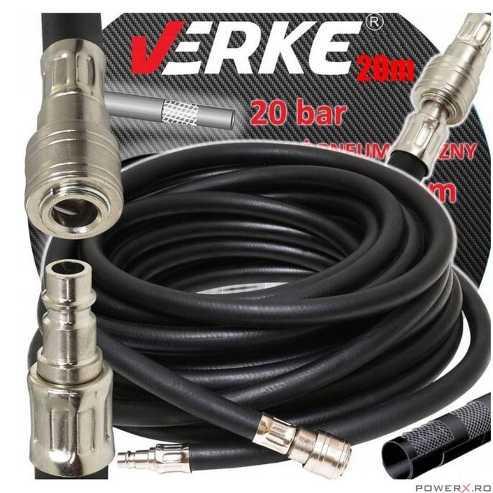 Furtun compresor aer comprimat 20m, 10x17mm, 20 bari, Verke