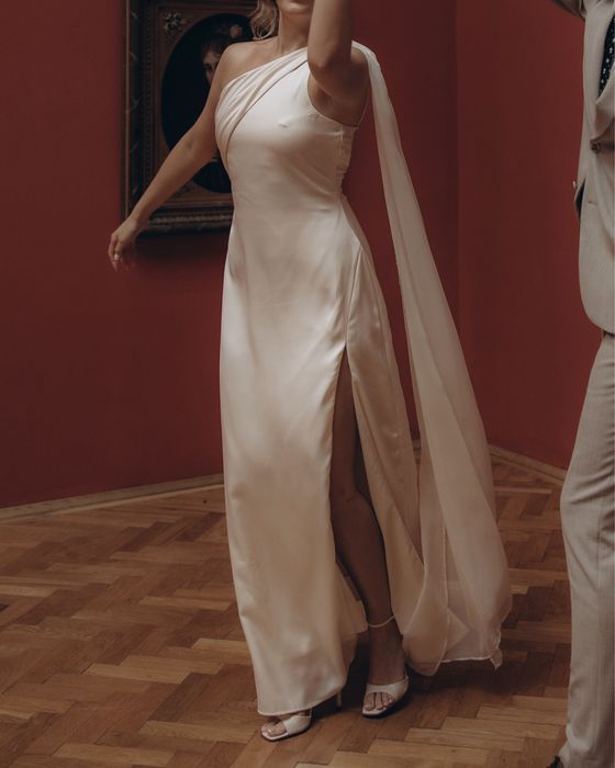 Miss Rosier Therese White Scarf Design Rochie mireasa