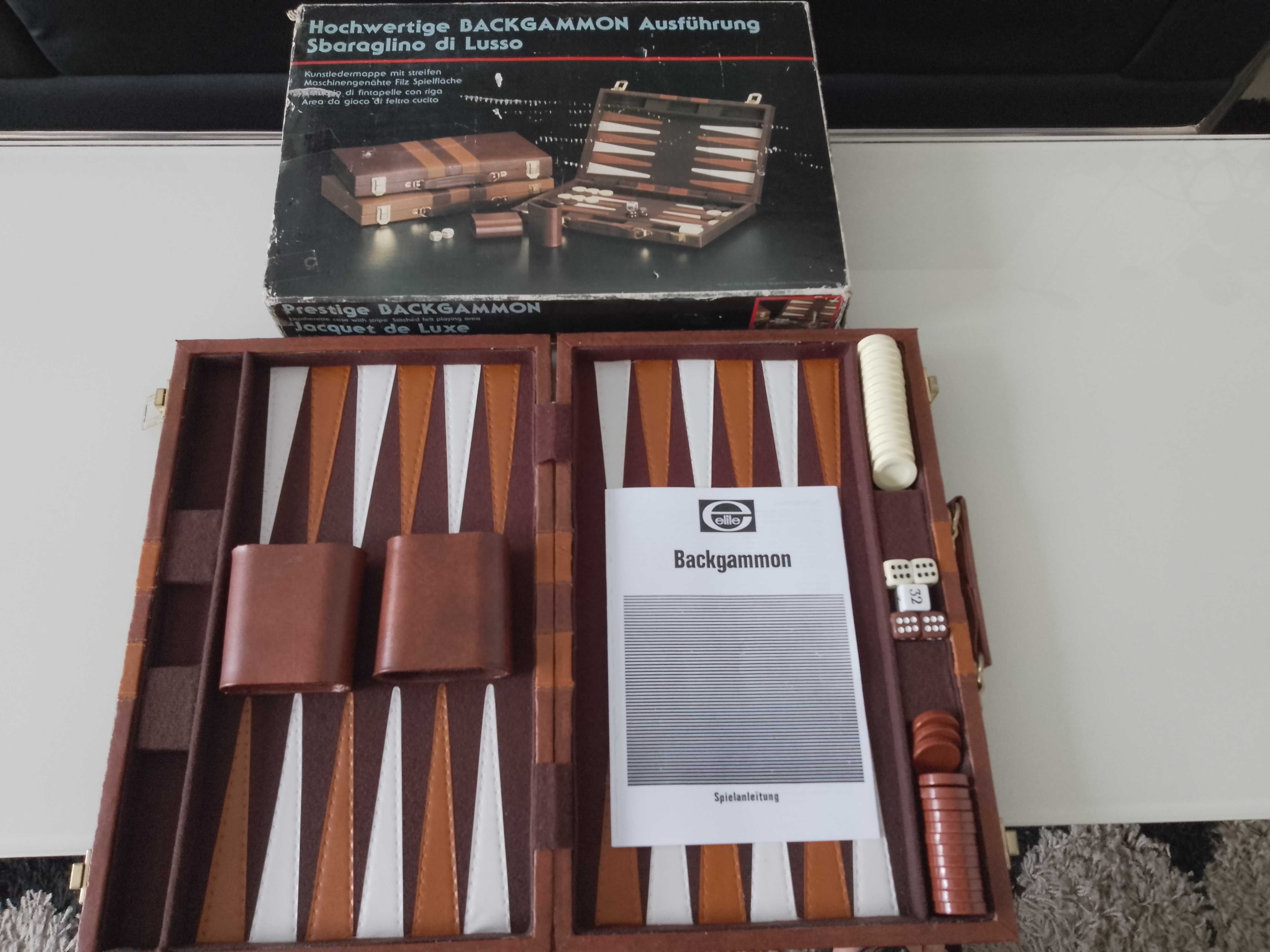 Set/Joc table/Prestige Backgammon in servieta eleganta, tip Diplomat