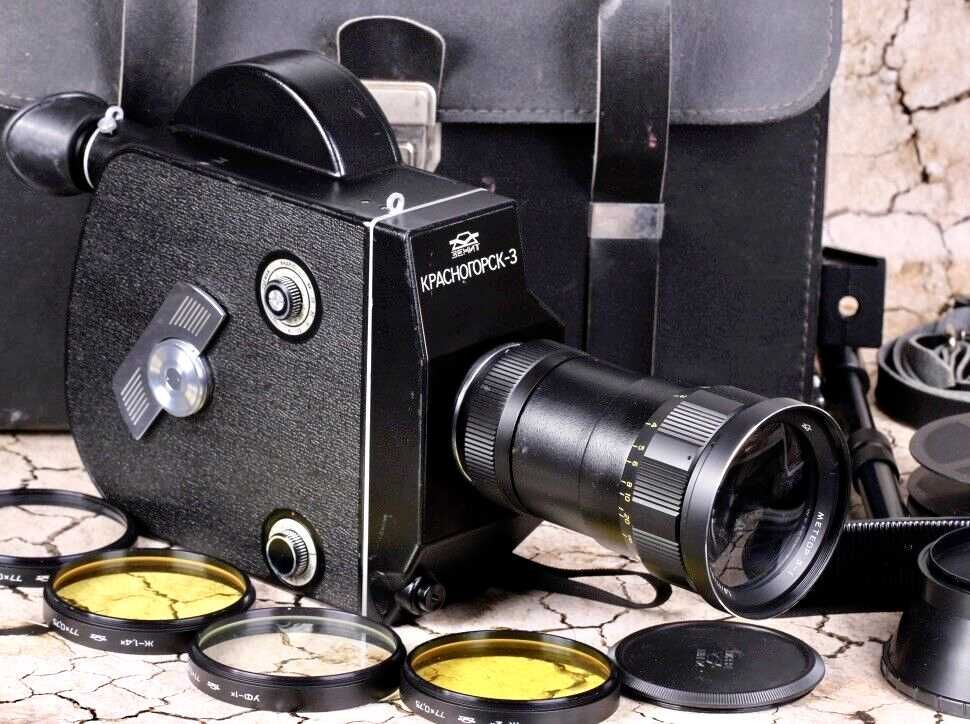 Set complet camera de filmat pe pelicula, vintage, 1980, Krasnogorsk-3