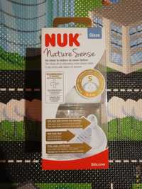 Стъклено шише Nuk Nature sense- 120 мл + нови биберони S