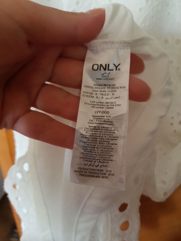 Rochie Only nr. 36, broderie englezească din bumbac 100%, impecabilă