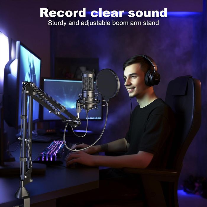 Kit Microfon condensator USB Aokeo, cardioid profesional,sigilat