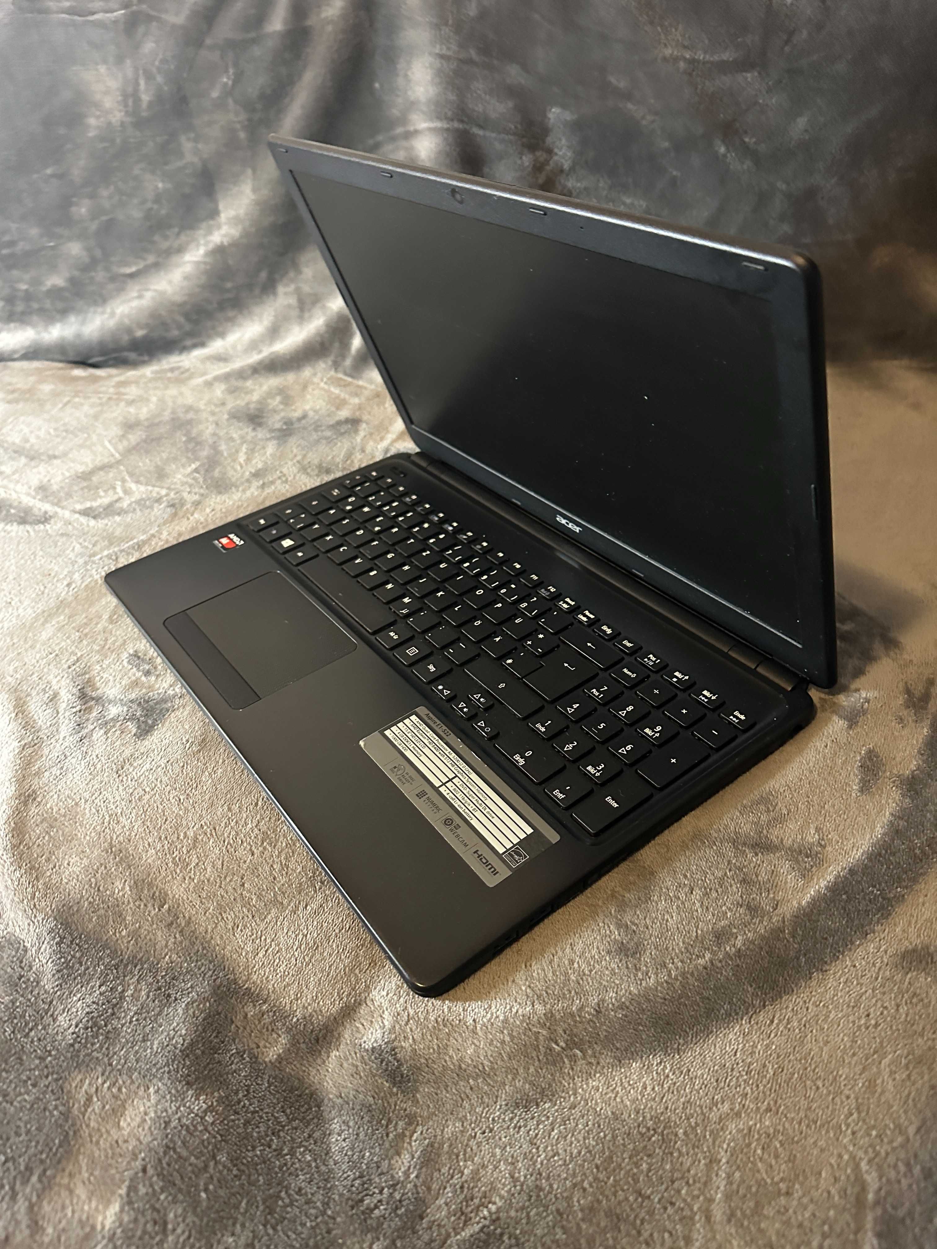 laptop acer e1 522, slim , amd a 6. ram 8 gb, ssd 256gb